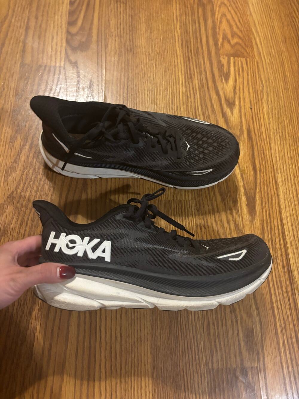 Hoka Black/ White Running Athletic Workout Exercise Shoes/ Sneakers
